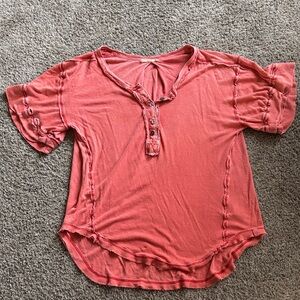 We The Free Coral Button-Down Shirt